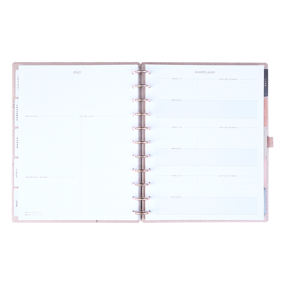 2025 Work + Life Rose Gold Planner - Big Hourly Layout - 12 Months