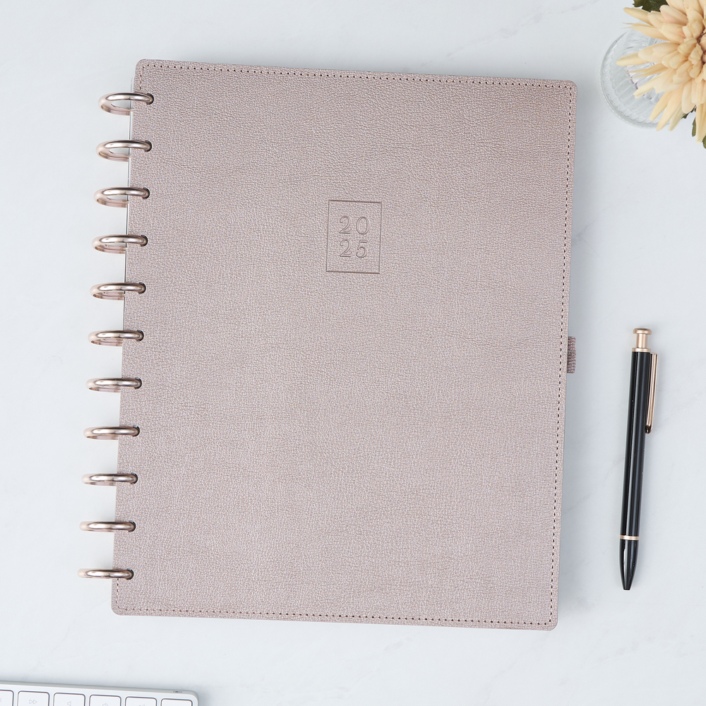 2025 Work + Life Rose Gold Planner - Big Hourly Layout - 12 Months