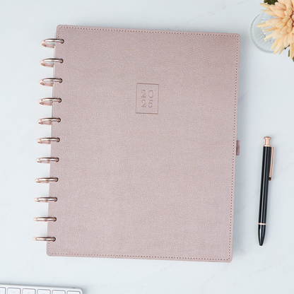 2025 Work + Life Rose Gold Planner - Big Hourly Layout - 12 Months