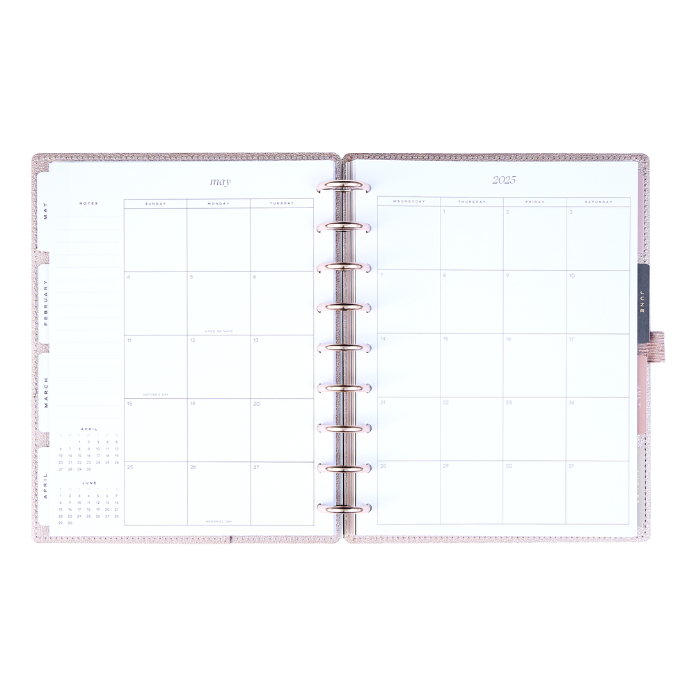 2025 Work + Life Rose Gold Planner - Classic Hourly Layout - 12 Months