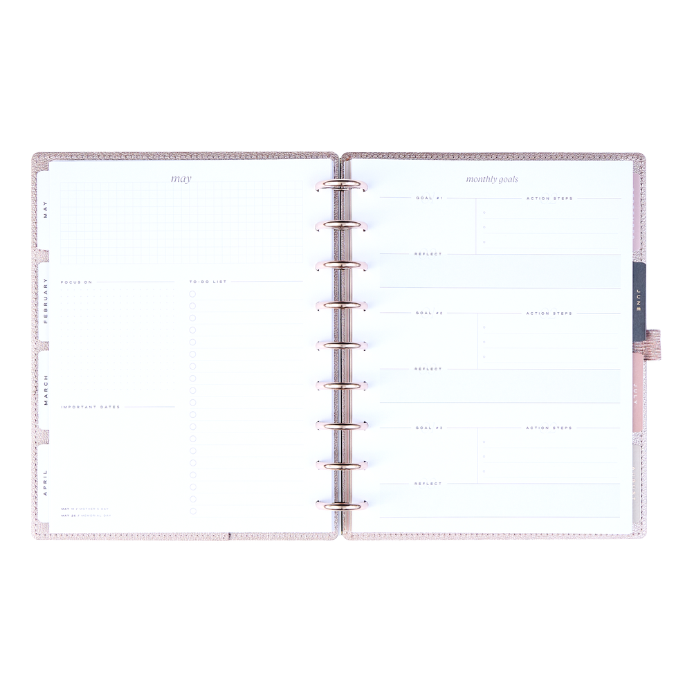 2025 Work + Life Rose Gold Planner - Classic Hourly Layout - 12 Months