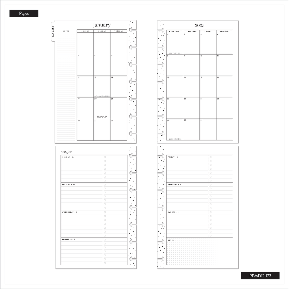 2025 Folk & Flora Planner - Mini Horizontal Layout - 12 Months