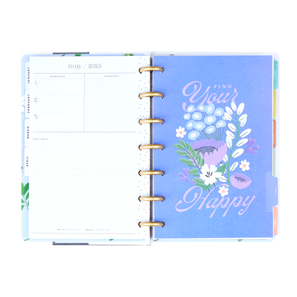 2025 Brilliant Blooms Planner - Mini Vertical Layout - 12 Months