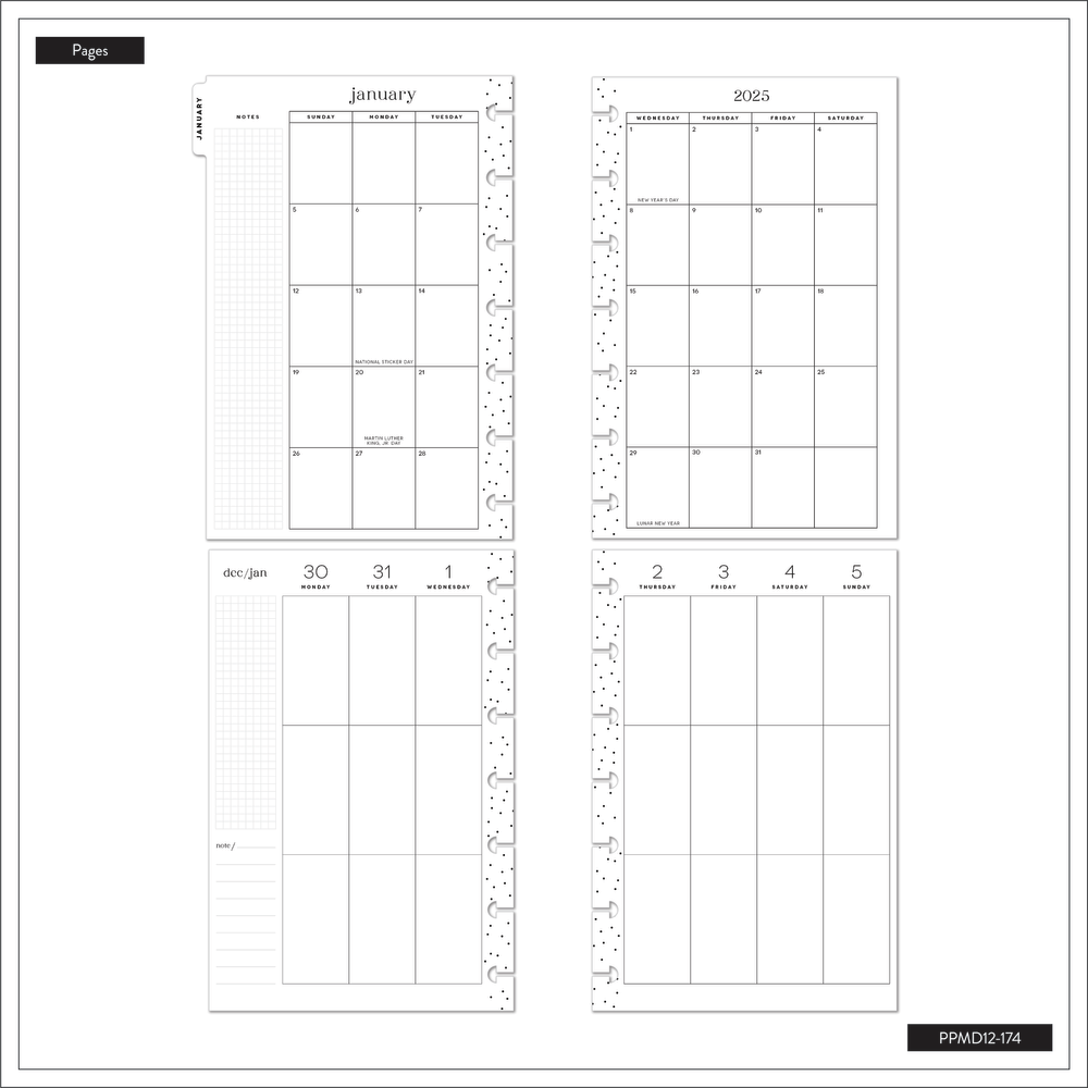 2025 Brilliant Blooms Planner - Mini Vertical Layout - 12 Months