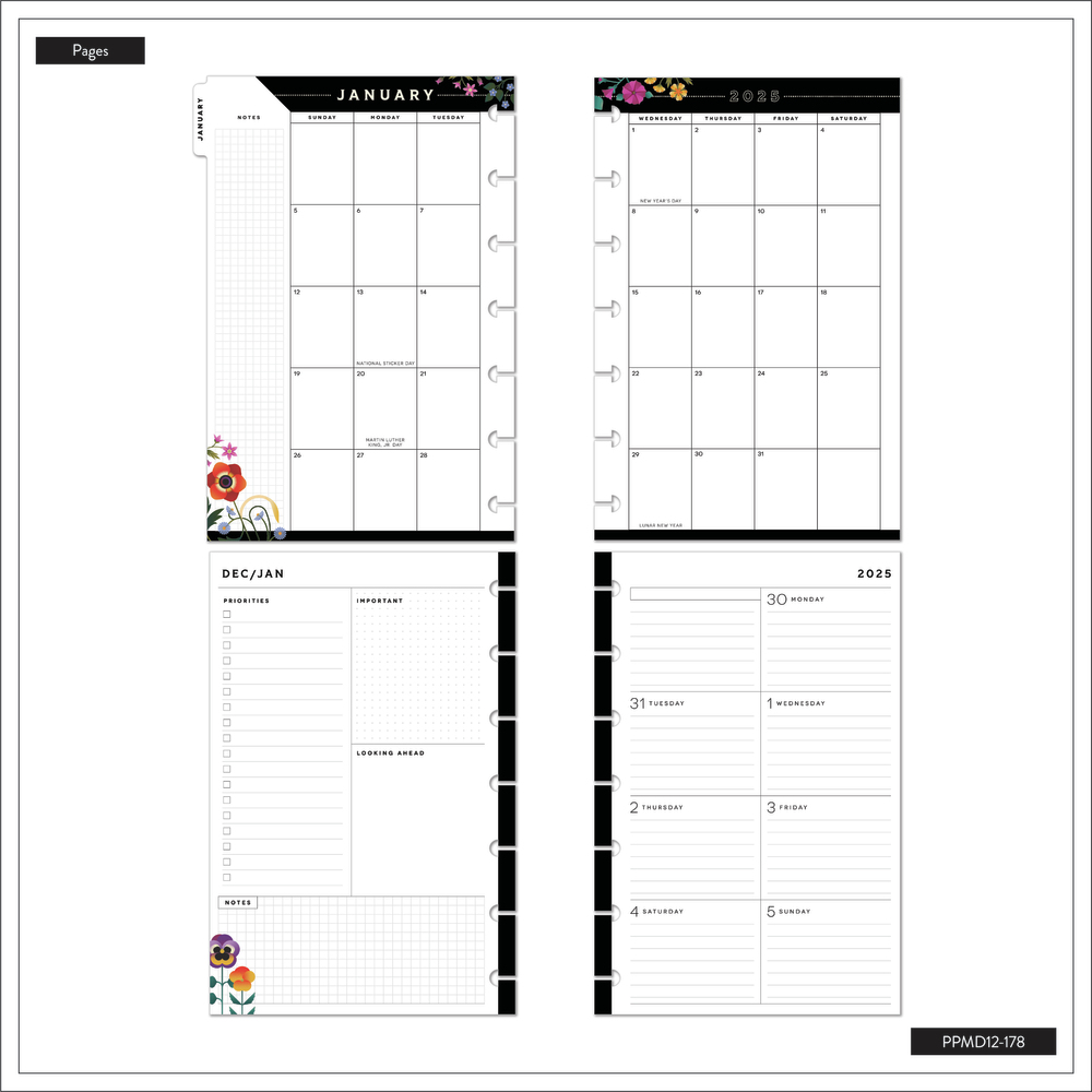 2025 Radiant Garden Planner - Mini Dashboard Layout - 12 Months