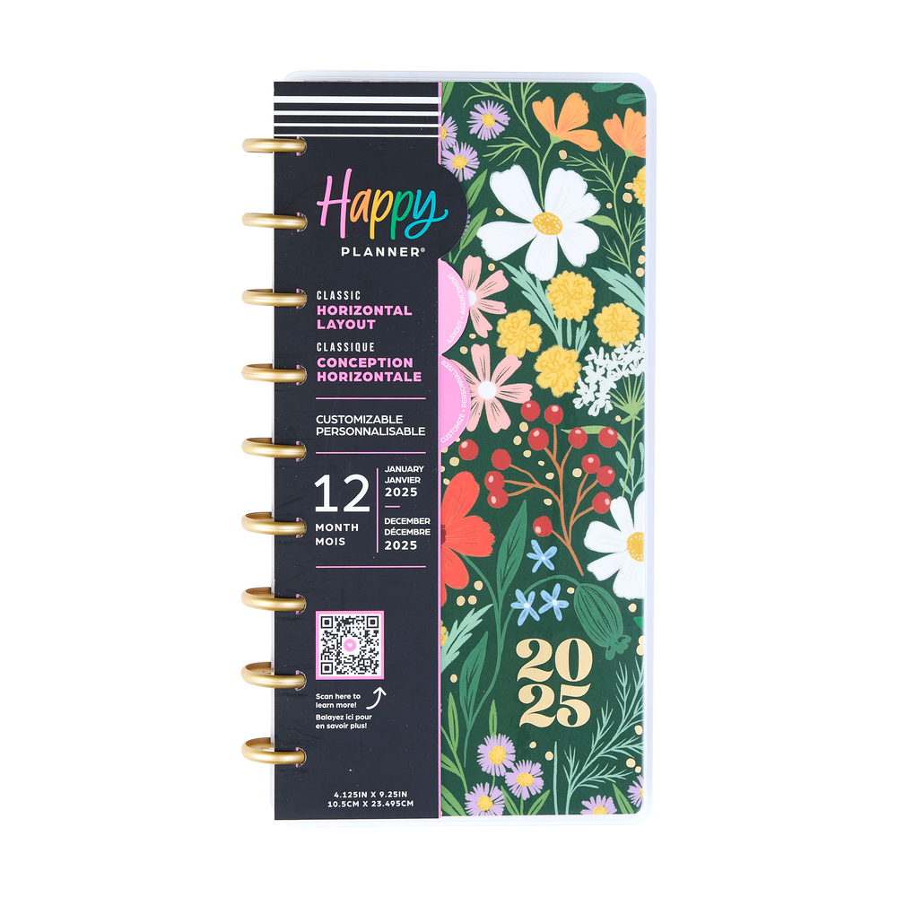 2025 Blooming Bouquet Planner - Skinny Classic Horizontal Layout - 12 Months