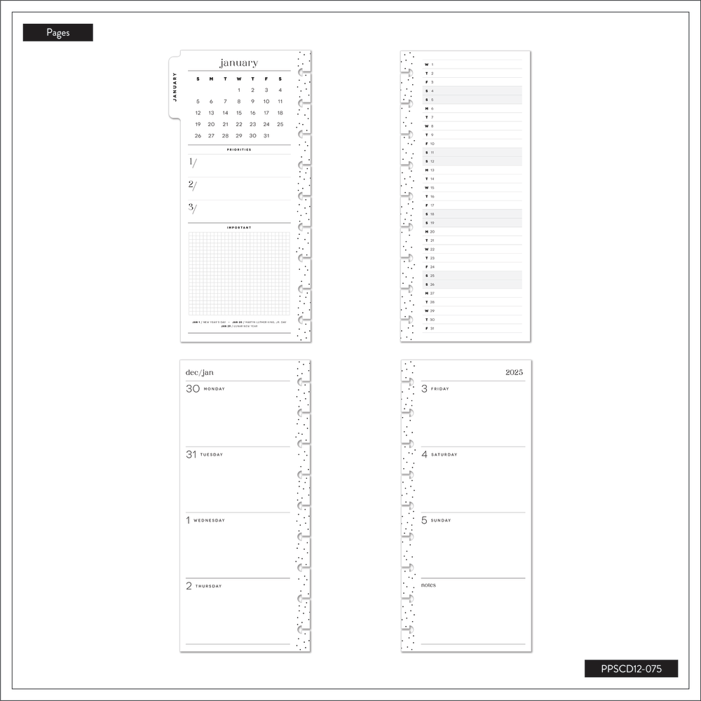 2025 Woodland Whispers Planner - Skinny Classic Horizontal Layout - 12 Months