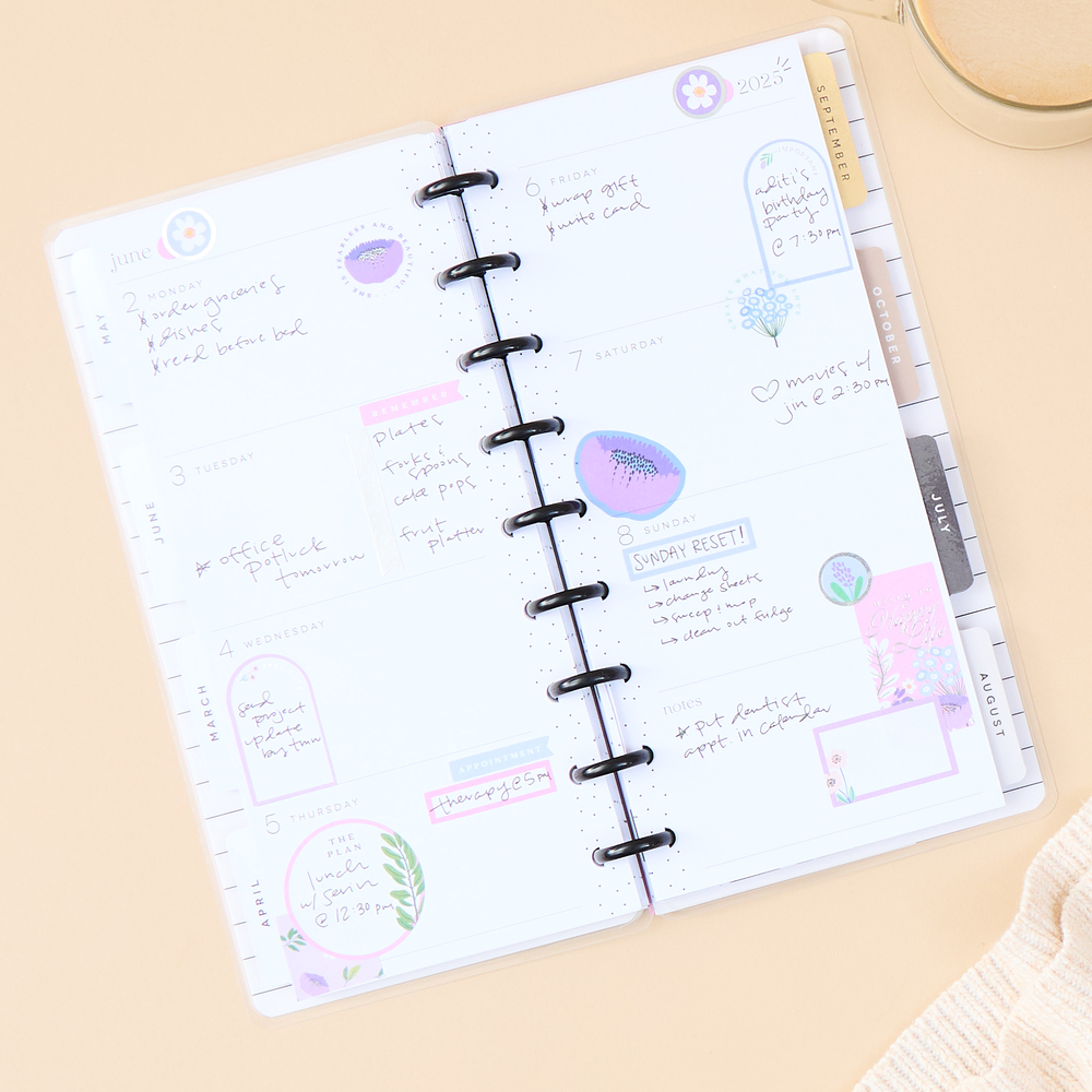 2025 Sketchy Florals Planner - Skinny Classic Horizontal Layout - 12 Months