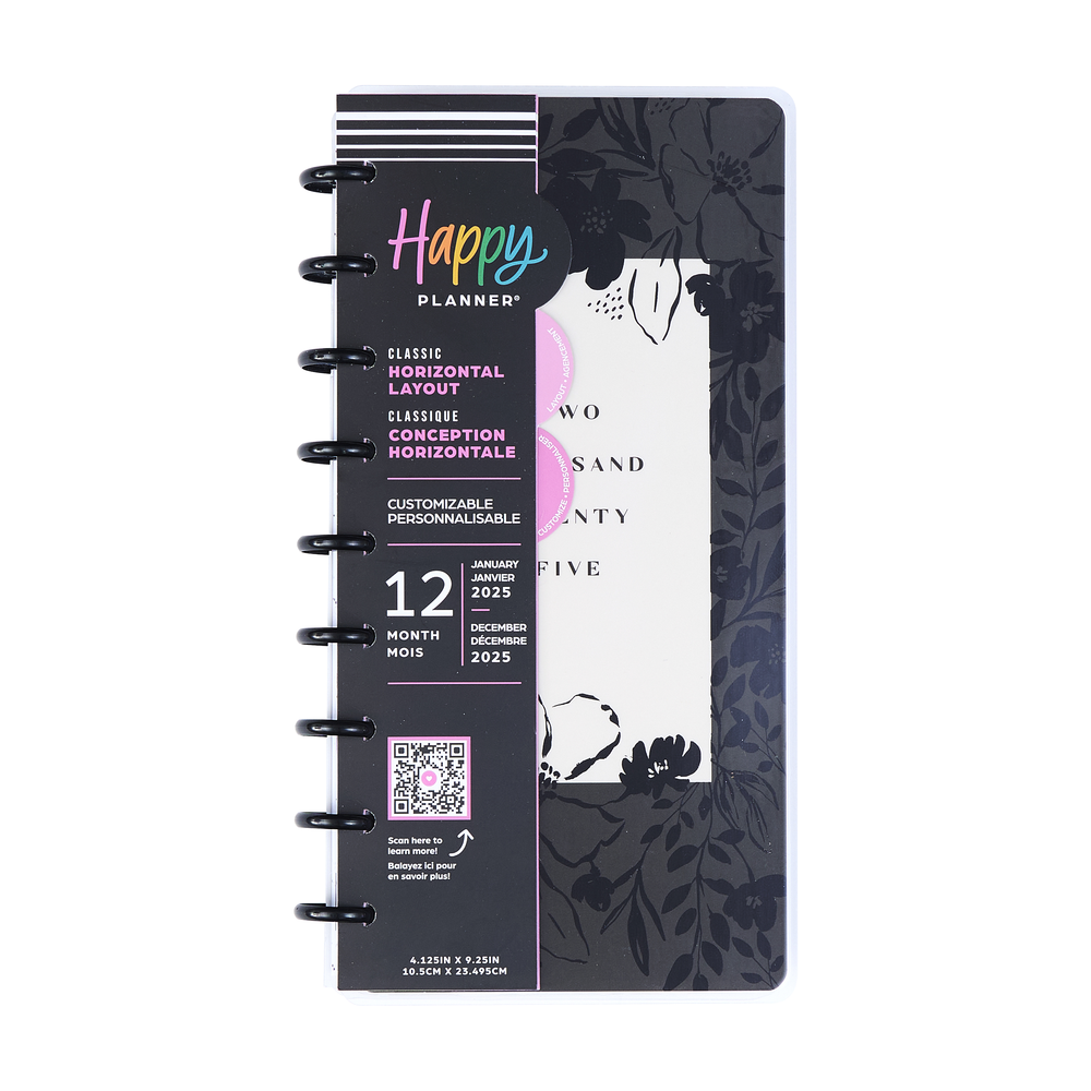 2025 Sketchy Florals Planner - Skinny Classic Horizontal Layout - 12 Months