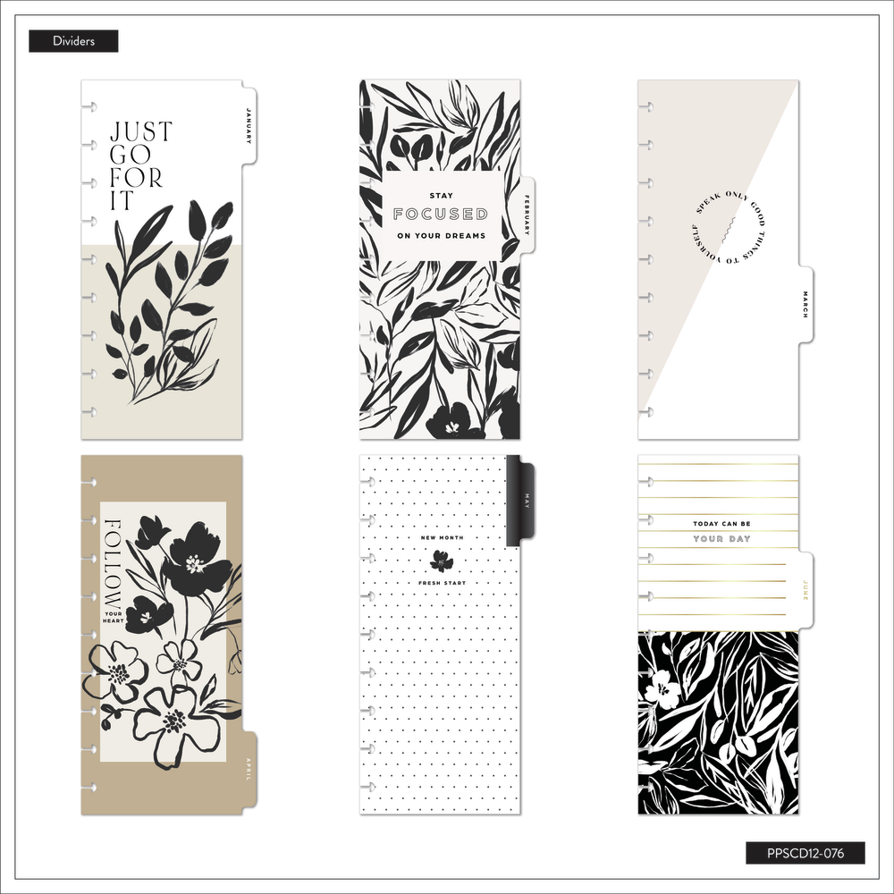 2025 Sketchy Florals Planner - Skinny Classic Horizontal Layout - 12 Months