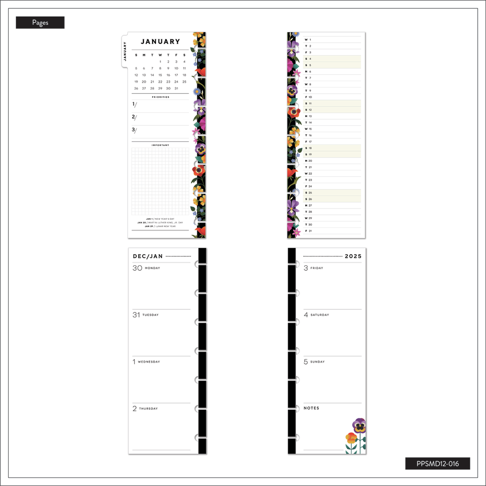 2025 Radiant Garden Planner - Skinny Mini Horizontal Layout - 12 Months