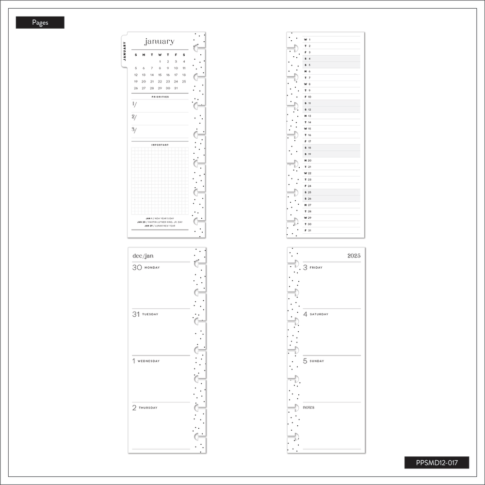 2025 Vivid Tropics Planner - Skinny Mini Horizontal Layout - 12 Months