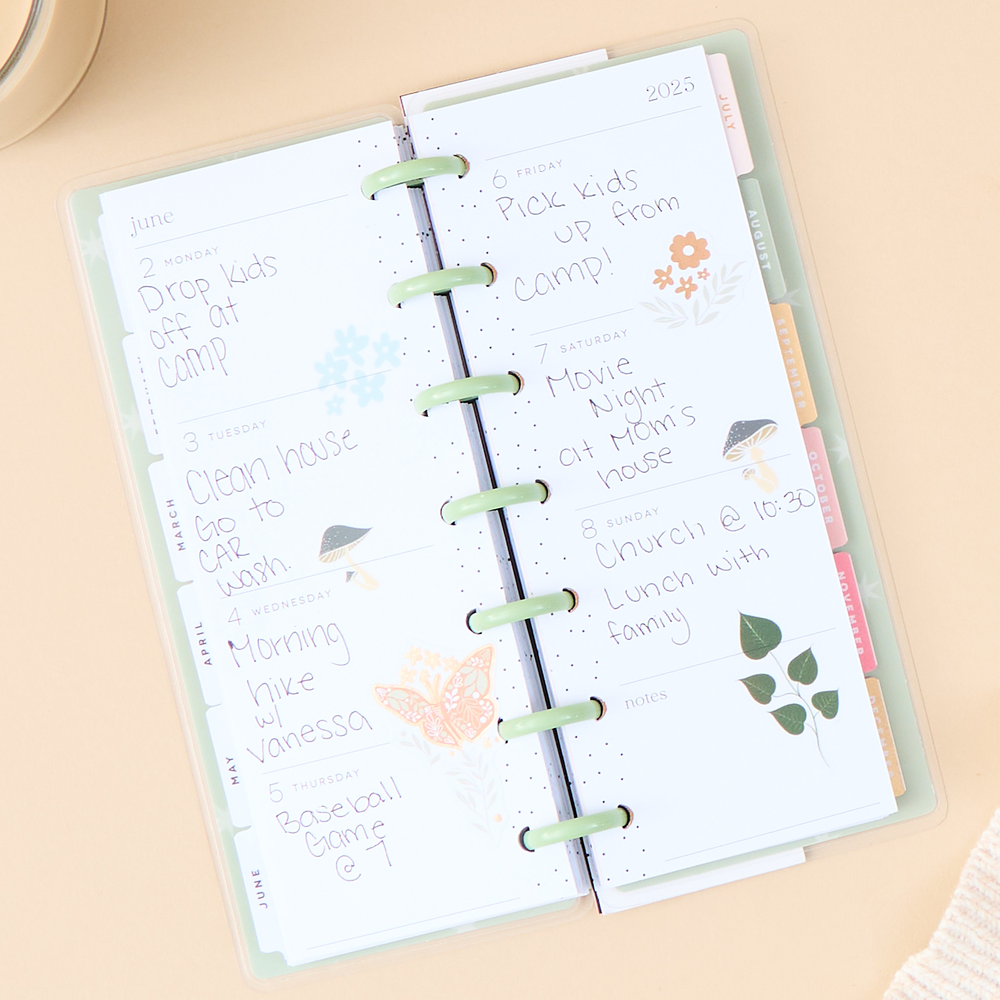 2025 Forest Flowers Planner - Skinny Mini Horizontal Layout - 12 Months