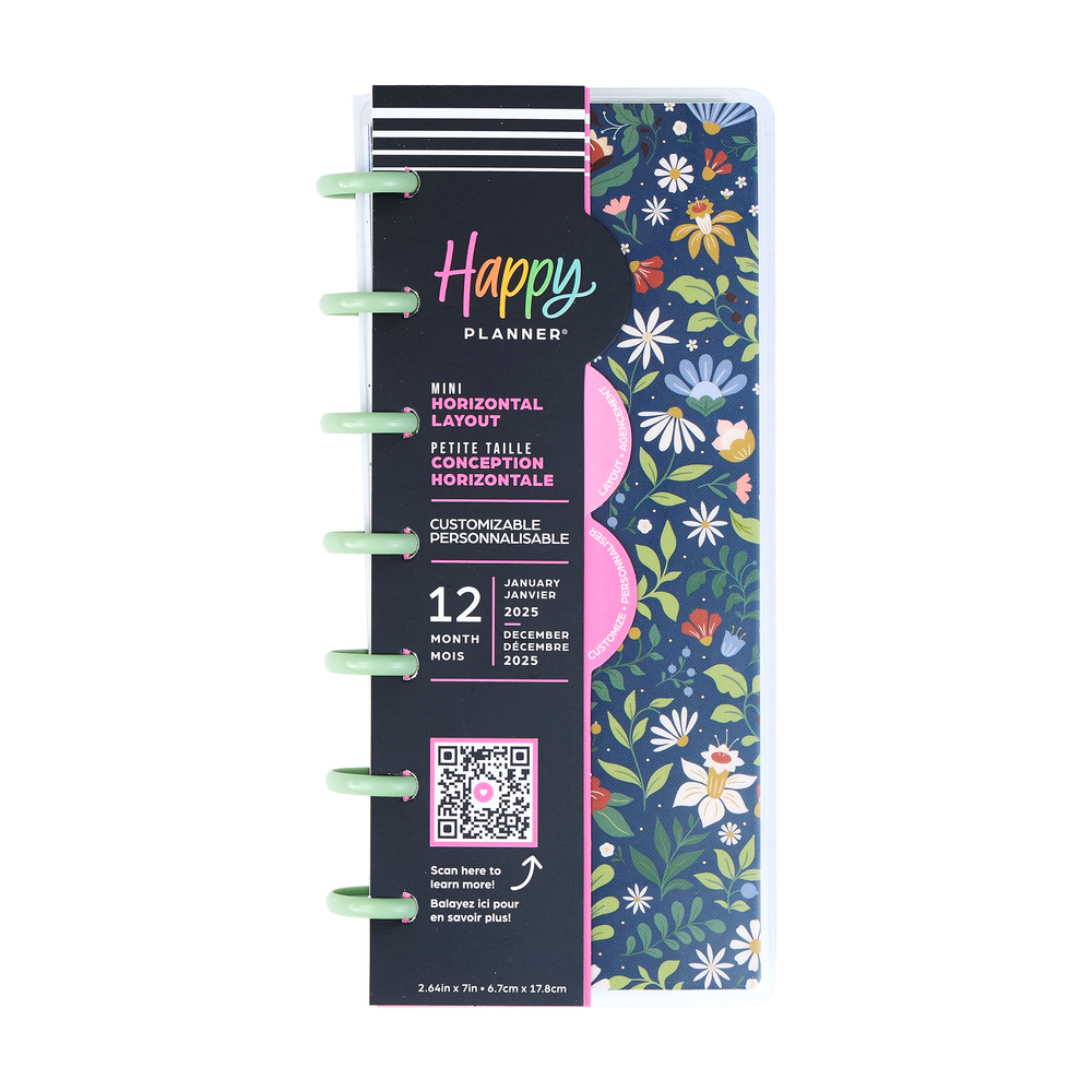 2025 Forest Flowers Planner - Skinny Mini Horizontal Layout - 12 Months