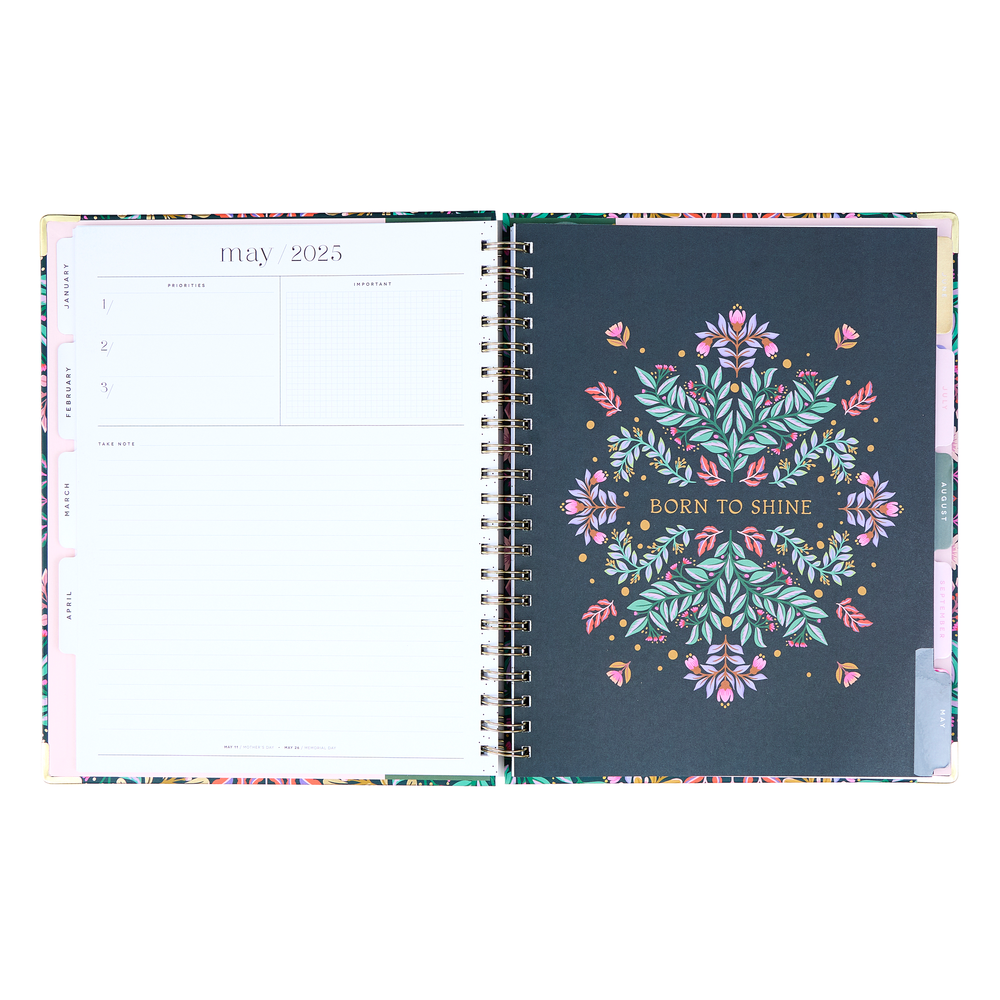 2025 Folk & Flora Spiral Planner - Big Dashboard Layout - 12 Months