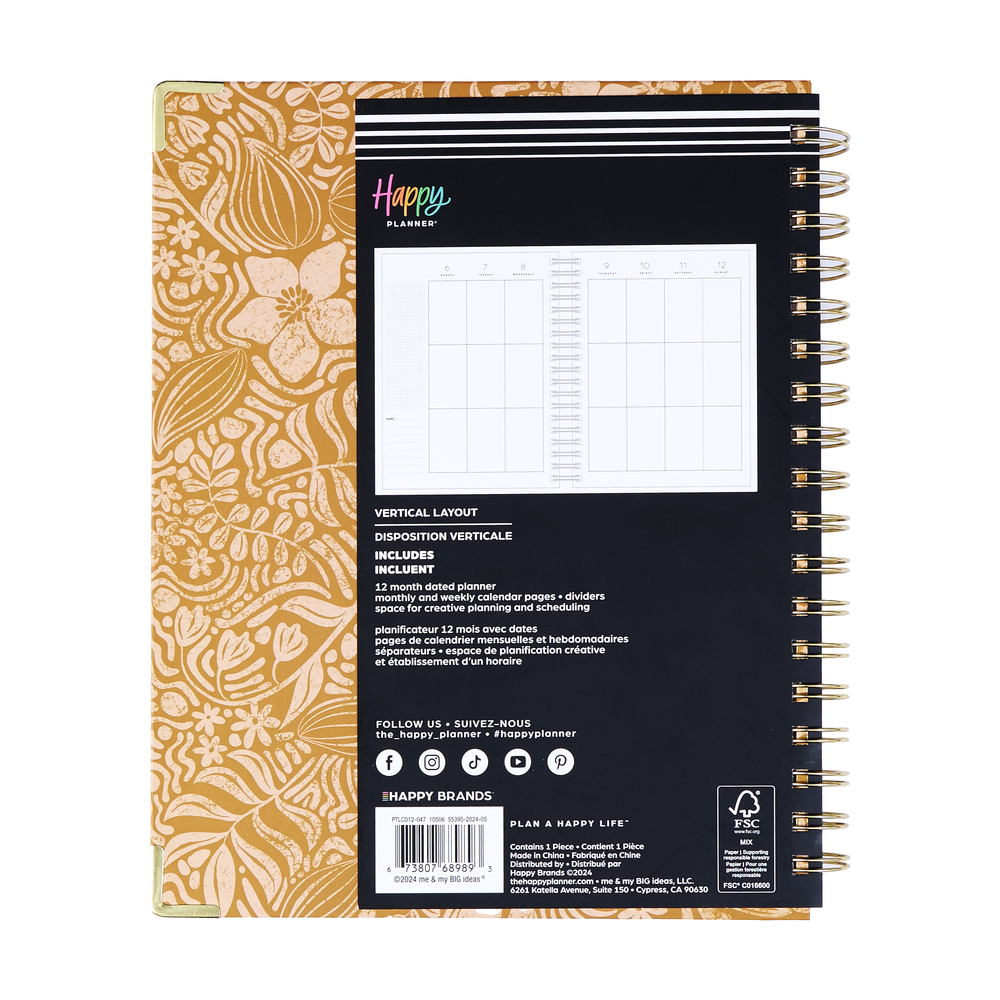 2025 Sunny Oasis Spiral Planner - Classic Vertical Layout - 12 Months