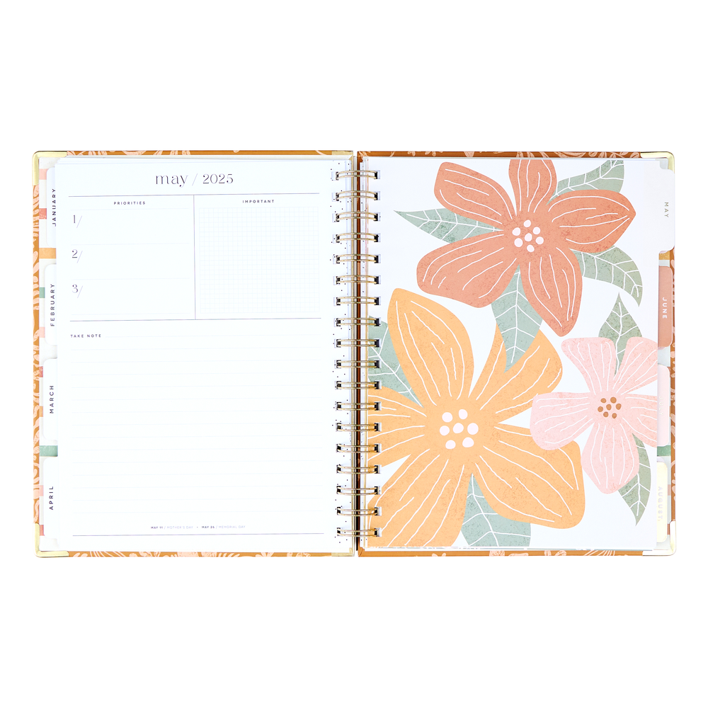 2025 Sunny Oasis Spiral Planner - Classic Vertical Layout - 12 Months