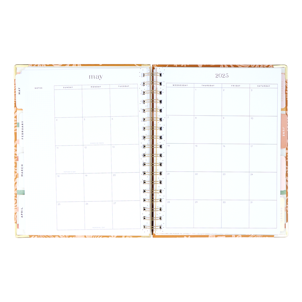 2025 Sunny Oasis Spiral Planner - Classic Vertical Layout - 12 Months