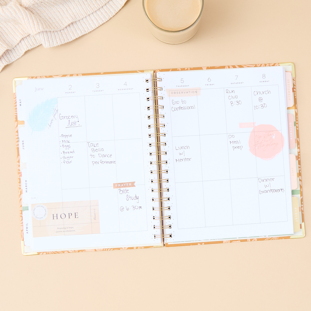 2025 Sunny Oasis Spiral Planner - Classic Vertical Layout - 12 Months