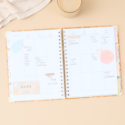 2025 Sunny Oasis Spiral Planner - Classic Vertical Layout - 12 Months