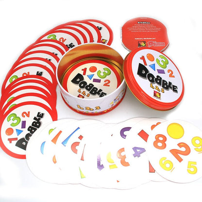 20 Dobble Spot It Toy Iron Box 55 Cards Sport Fun Family Animals Jr Hip Kids Board Game Gift Holidays Camping 123 Tin Can (Copy)