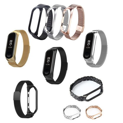 Applicable For Millet Bracelet 4 Ultra-Thin Metal Stainless Steel Strap Three Beads Replacement Wristband Steel Ball Belt