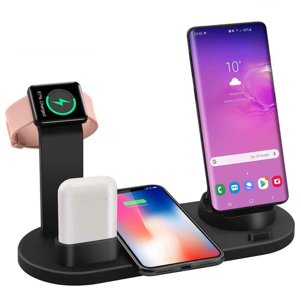 Bezdrôtová nabíjacia dokovacia stanica 4 v 1 pre hodinky Apple Watch iPhone X XS XR MAX 11 Pro 8 Airpods 10 W Qi stojan na rýchlu nabíjačku