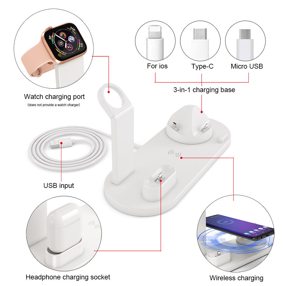 Bezdrôtová nabíjacia dokovacia stanica 4 v 1 pre hodinky Apple Watch iPhone X XS XR MAX 11 Pro 8 Airpods 10 W Qi stojan na rýchlu nabíjačku