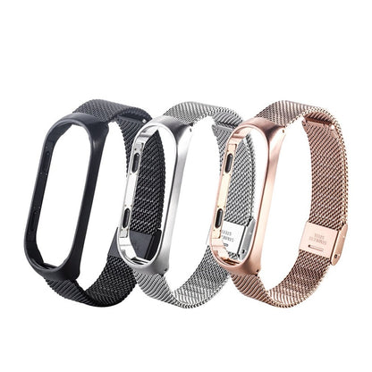 Applicable For Millet Bracelet 4 Ultra-Thin Metal Stainless Steel Strap Three Beads Replacement Wristband Steel Ball Belt